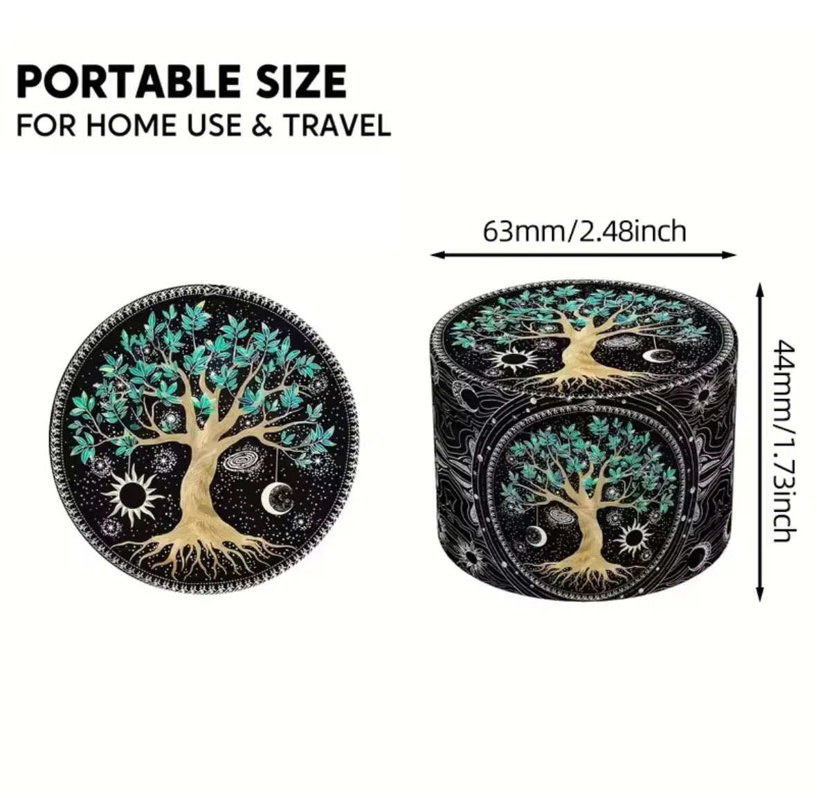 63mm Grinder Schwarz/Baum